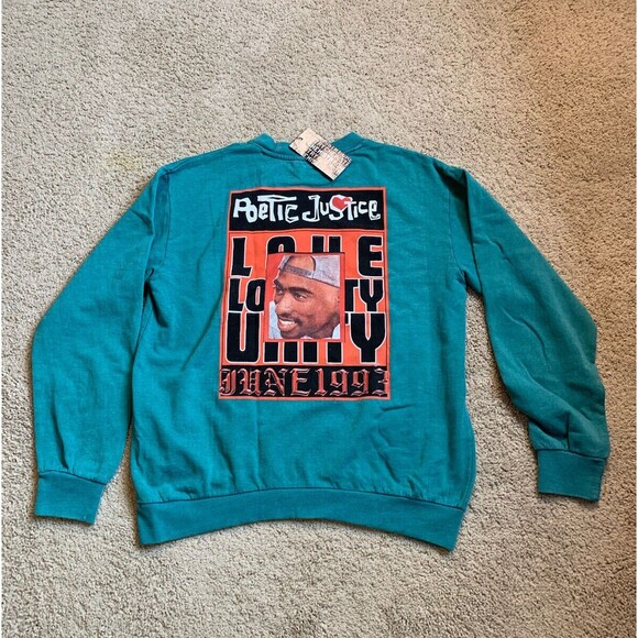 Chemistry Poetic Justice Tupac Sweater Green L NWT Rapper June 1993 Fan 3322 - Picture 1 of 7